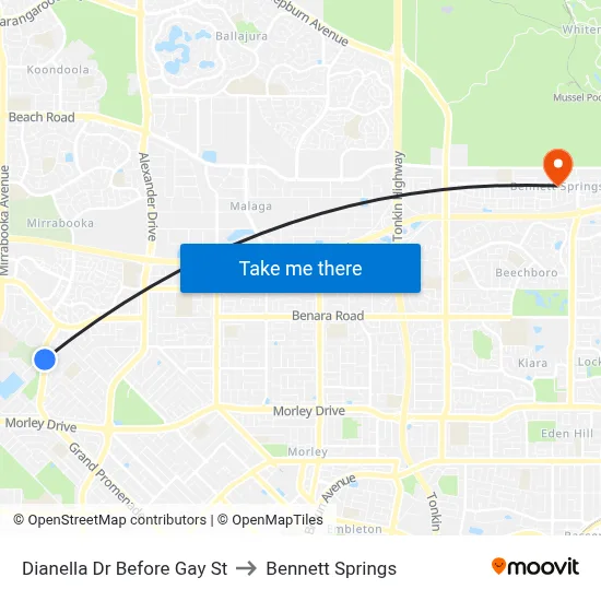 Dianella Dr Before Gay St to Bennett Springs map