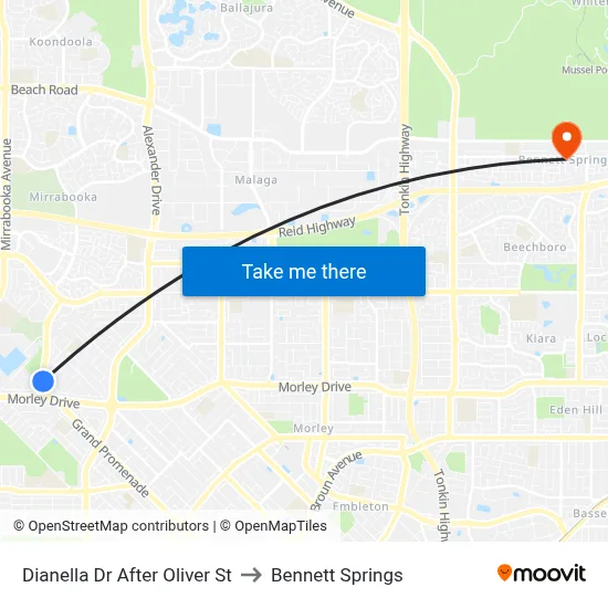 Dianella Dr After Oliver St to Bennett Springs map