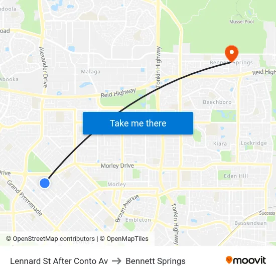 Lennard St After Conto Av to Bennett Springs map