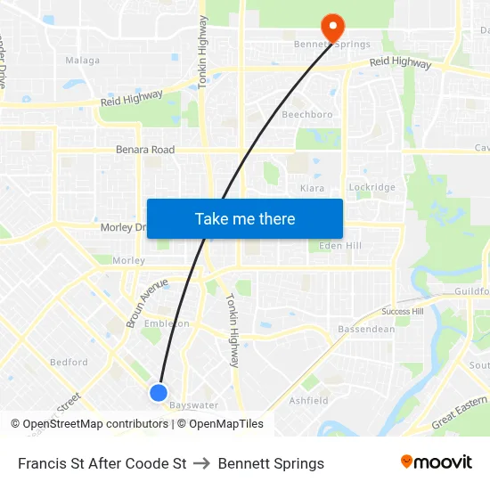 Francis St After Coode St to Bennett Springs map