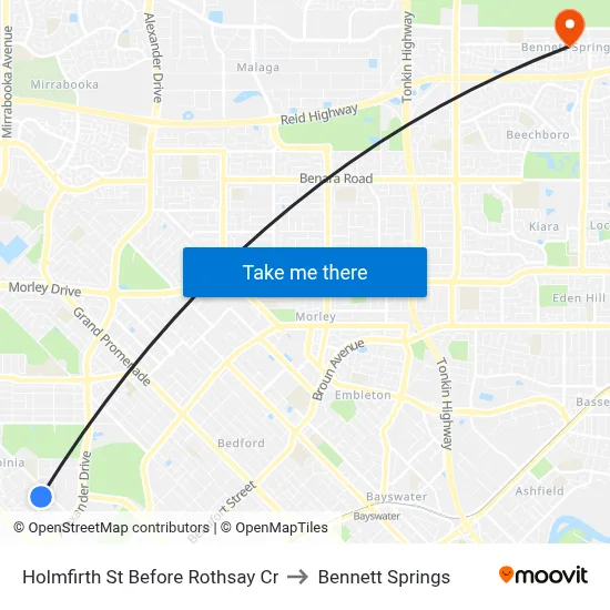 Holmfirth St Before Rothsay Cr to Bennett Springs map