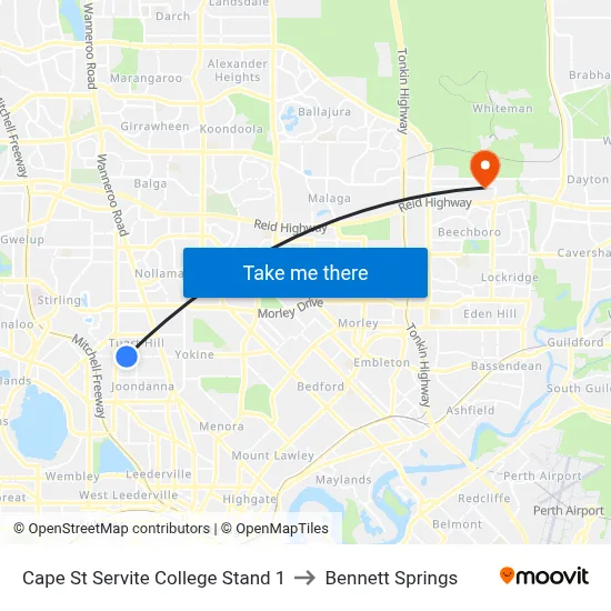 Cape St Servite College Stand 1 to Bennett Springs map