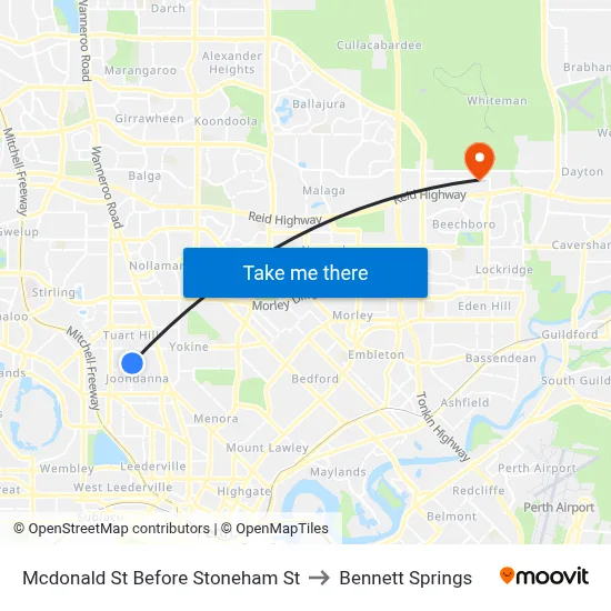 Mcdonald St Before Stoneham St to Bennett Springs map