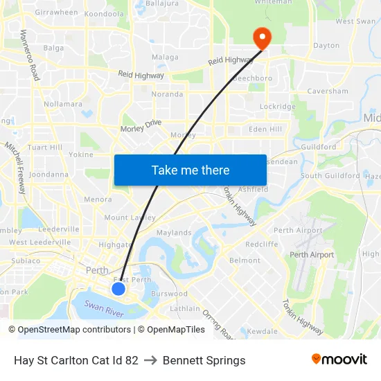 Hay St Carlton Cat Id 82 to Bennett Springs map