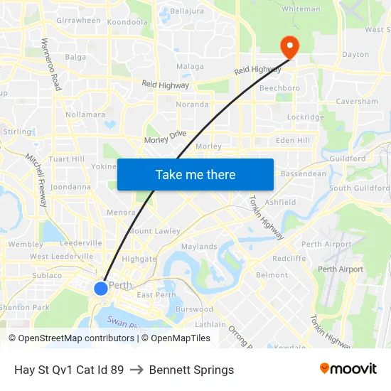 Hay St Qv1 Cat Id 89 to Bennett Springs map