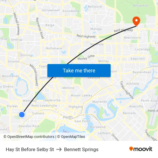 Hay St Before Selby St to Bennett Springs map