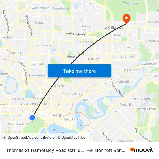 Thomas St Hamersley Road Cat Id 139 to Bennett Springs map