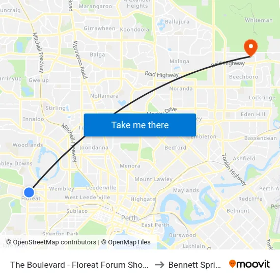 The Boulevard  - Floreat Forum Shop Ctr to Bennett Springs map
