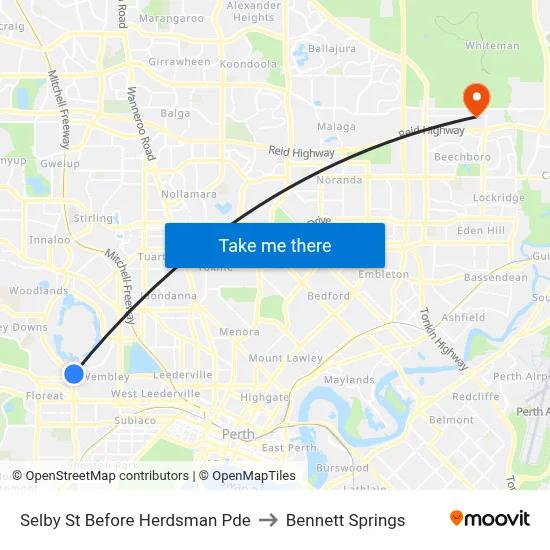 Selby St Before Herdsman Pde to Bennett Springs map