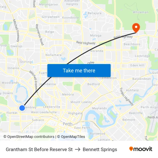 Grantham St Before Reserve St to Bennett Springs map