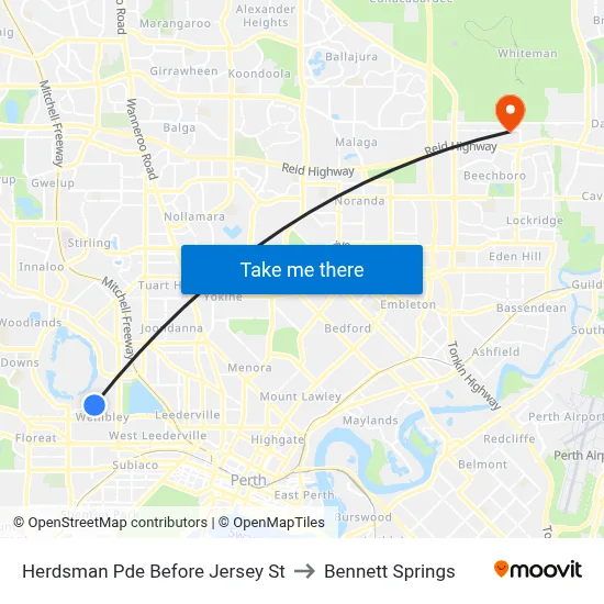 Herdsman Pde Before Jersey St to Bennett Springs map