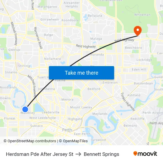 Herdsman Pde After Jersey St to Bennett Springs map