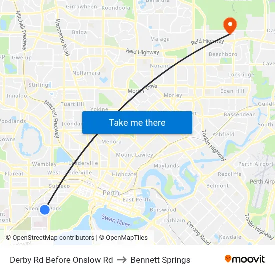 Derby Rd Before Onslow Rd to Bennett Springs map