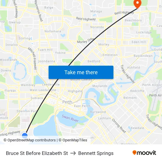 Bruce St Before Elizabeth St to Bennett Springs map