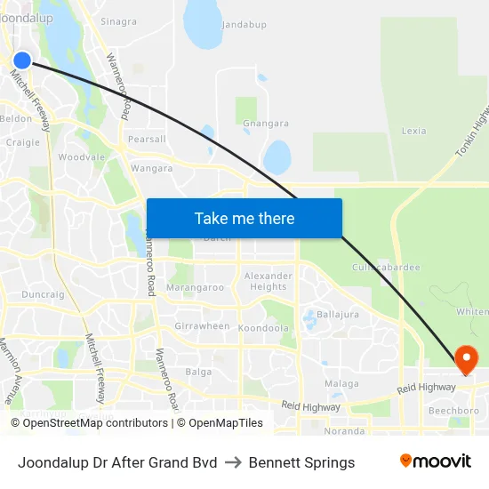 Joondalup Dr After Grand Bvd to Bennett Springs map