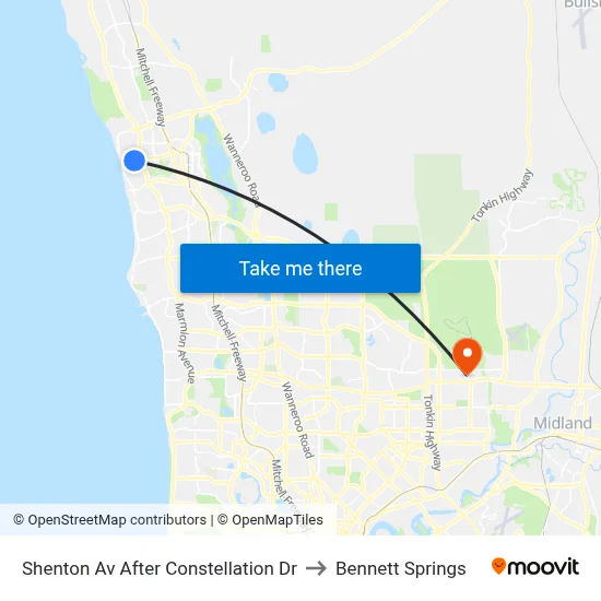Shenton Av After Constellation Dr to Bennett Springs map
