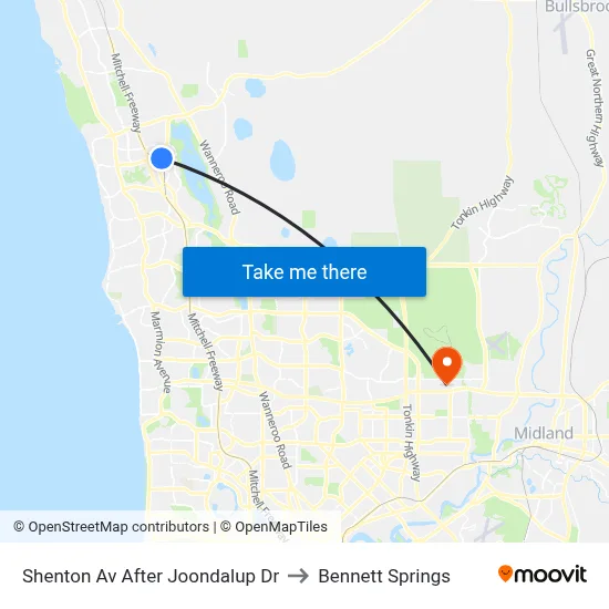 Shenton Av After Joondalup Dr to Bennett Springs map