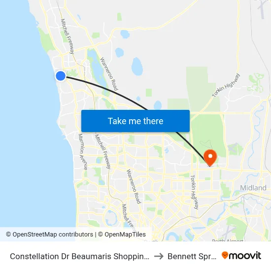 Constellation Dr Beaumaris Shopping Centre to Bennett Springs map