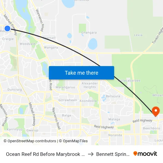 Ocean Reef Rd Before Marybrook Rd to Bennett Springs map