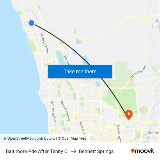 Baltimore Pde After Tenby Cl to Bennett Springs map