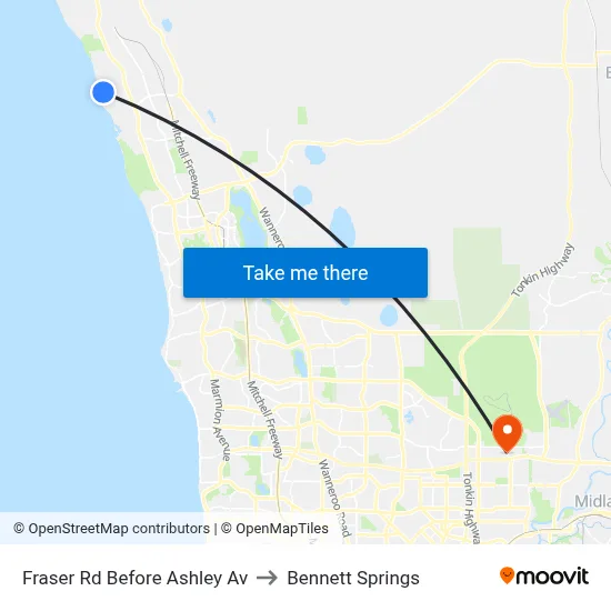 Fraser Rd Before Ashley Av to Bennett Springs map