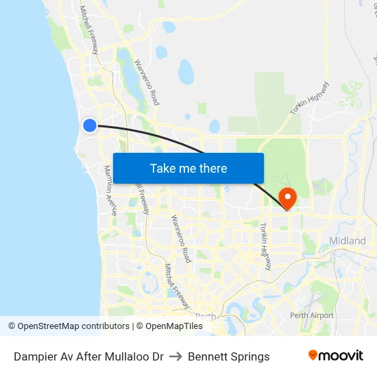 Dampier Av After Mullaloo Dr to Bennett Springs map