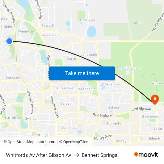 Whitfords Av After Gibson Av to Bennett Springs map