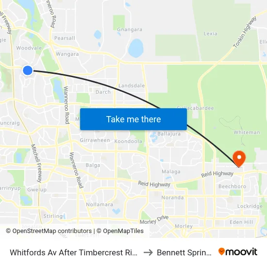 Whitfords Av After Timbercrest Rise to Bennett Springs map
