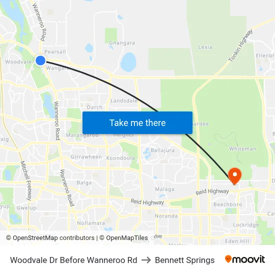 Woodvale Dr Before Wanneroo Rd to Bennett Springs map