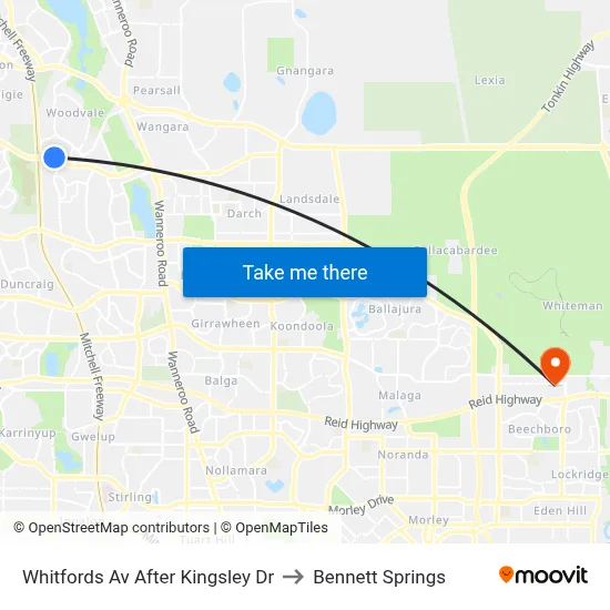 Whitfords Av After Kingsley Dr to Bennett Springs map