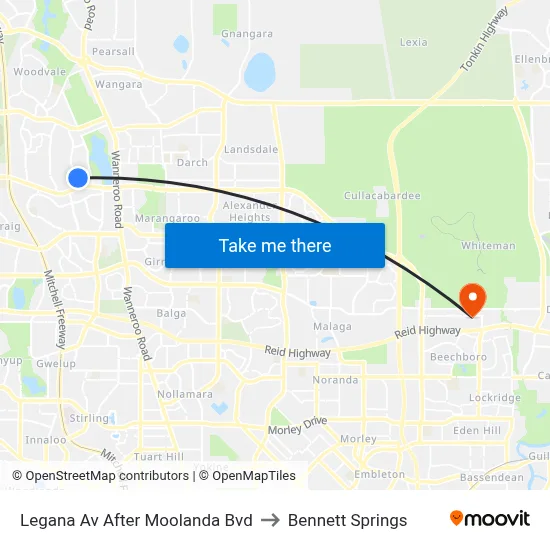 Legana Av After Moolanda Bvd to Bennett Springs map
