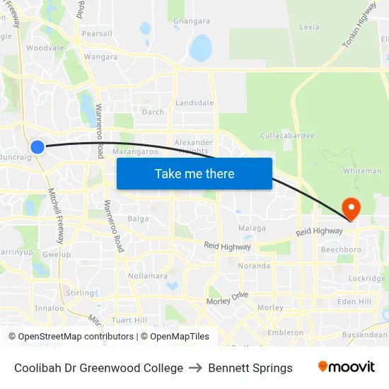 Coolibah Dr Greenwood College to Bennett Springs map