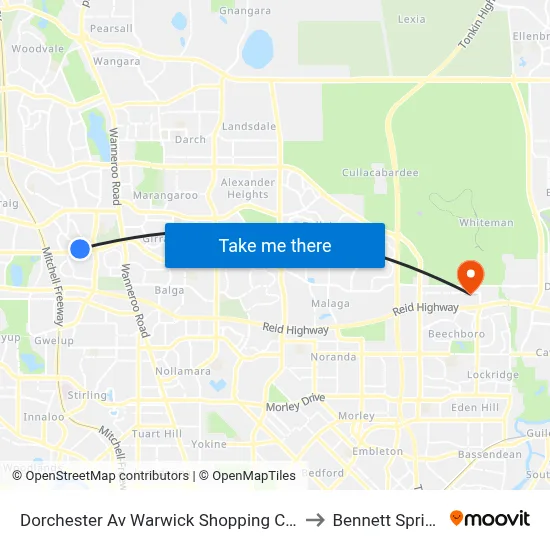 Dorchester Av Warwick Shopping Centre to Bennett Springs map