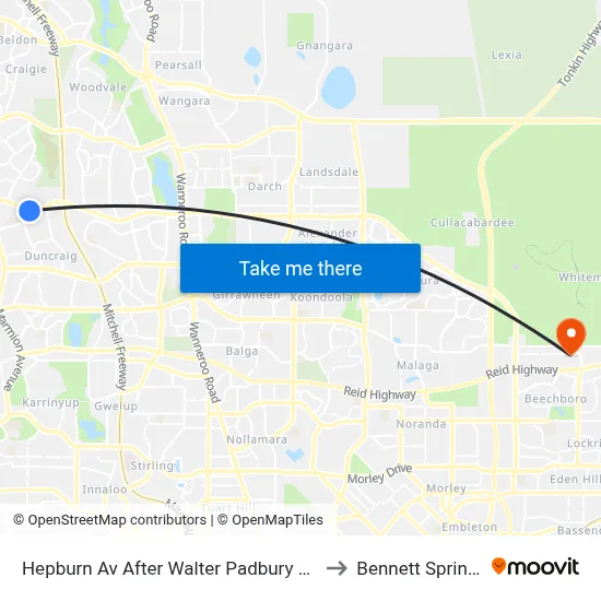 Hepburn Av After Walter Padbury Bvd to Bennett Springs map