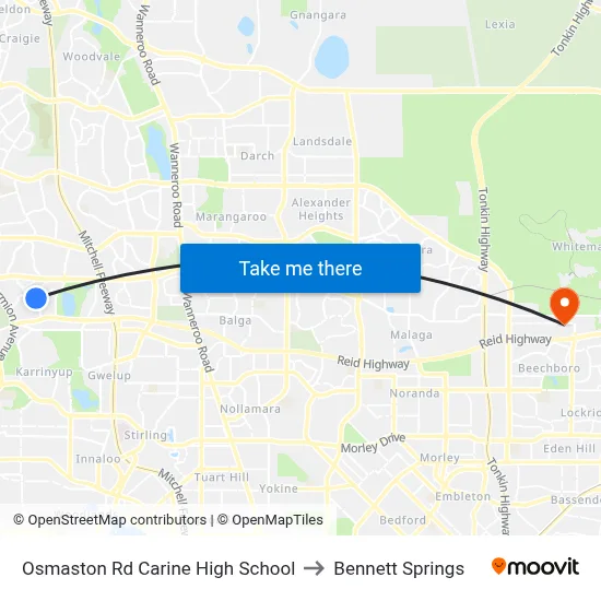 Osmaston Rd Carine High School to Bennett Springs map