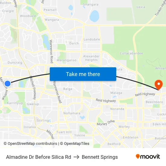 Almadine Dr Before Silica Rd to Bennett Springs map