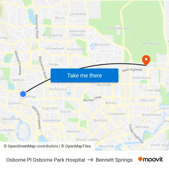Osborne Pl Osborne Park Hospital to Bennett Springs map