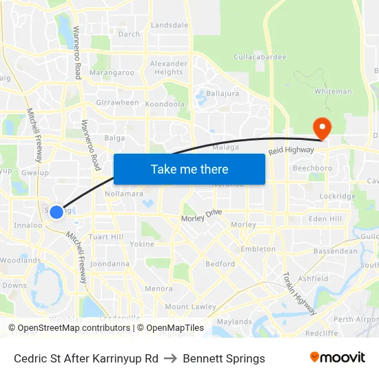 Cedric St After Karrinyup Rd to Bennett Springs map