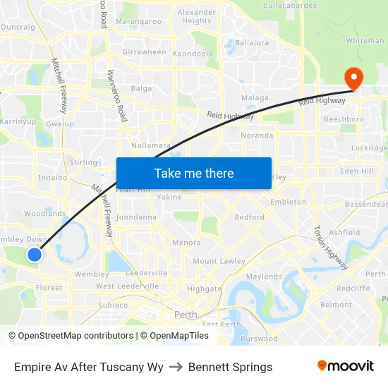 Empire Av After Tuscany Wy to Bennett Springs map
