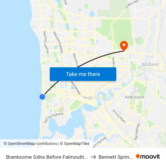 Branksome Gdns Before Falmouth Av to Bennett Springs map