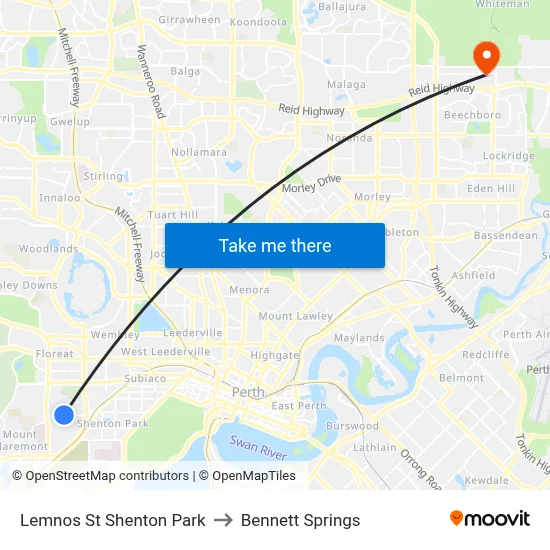 Lemnos St Shenton Park to Bennett Springs map