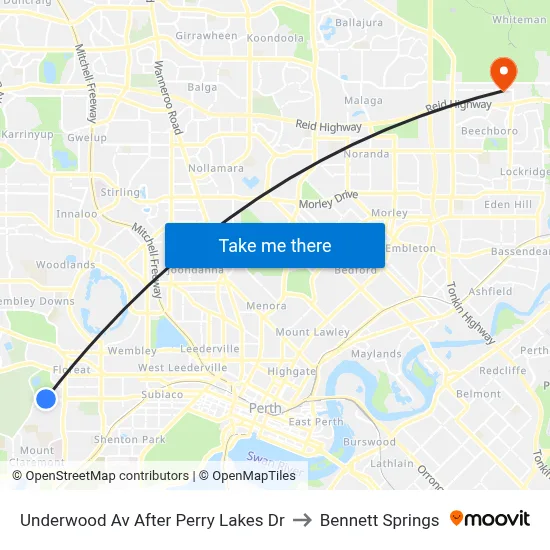 Underwood Av After Perry Lakes Dr to Bennett Springs map