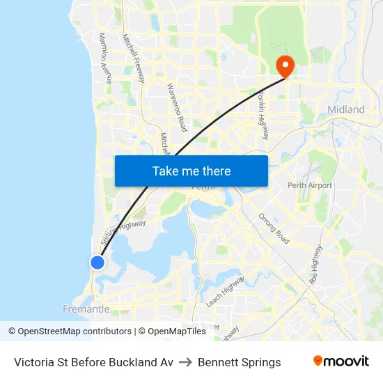Victoria St Before Buckland Av to Bennett Springs map