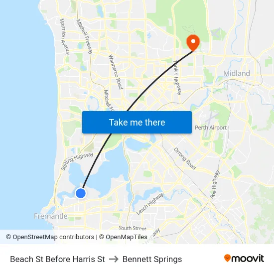 Beach St Before Harris St to Bennett Springs map