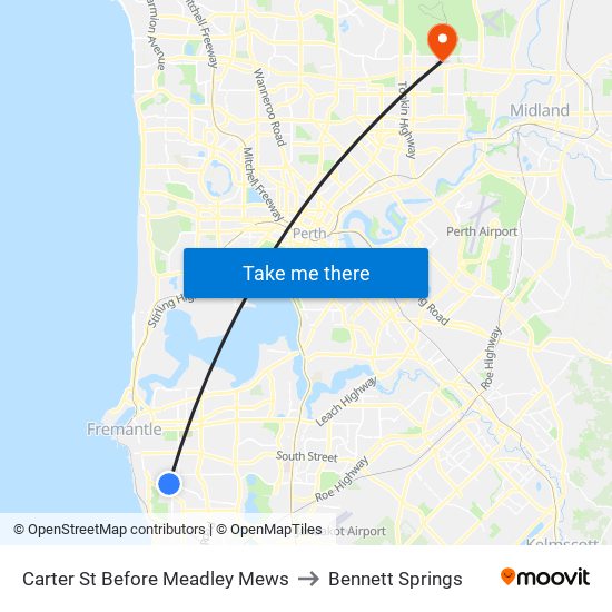 Carter St Before Meadley Mews to Bennett Springs map