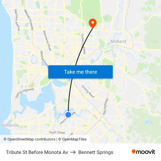 Tribute St Before Monota Av to Bennett Springs map