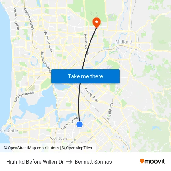 High Rd Before Willeri Dr to Bennett Springs map