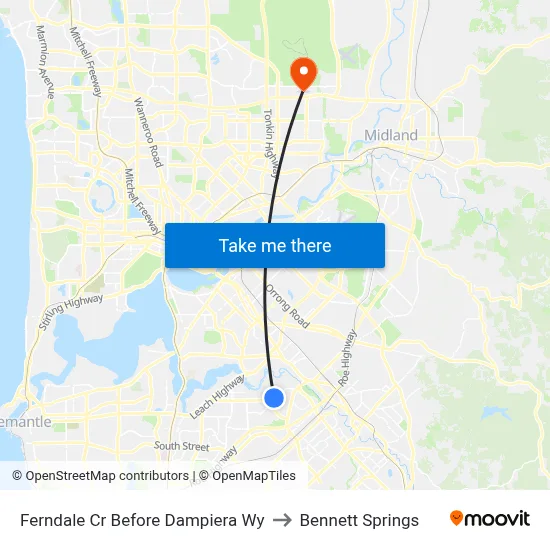 Ferndale Cr Before Dampiera Wy to Bennett Springs map