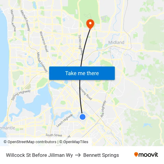 Willcock St Before Jillman Wy to Bennett Springs map