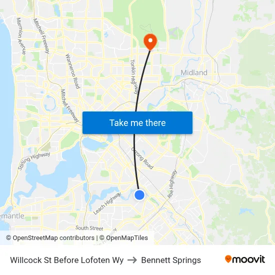 Willcock St Before Lofoten Wy to Bennett Springs map